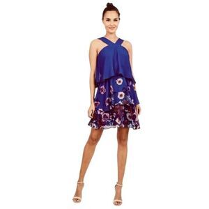 Badgley Mischka Popover Floral Ruffle Mini Dress 14